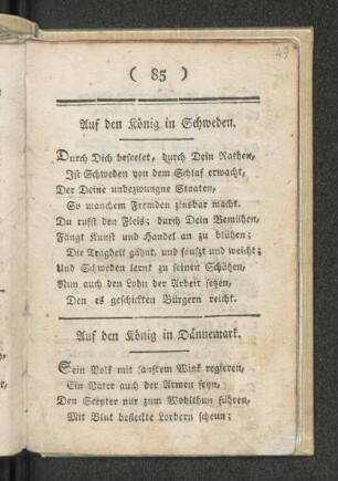 Auf den König in Dännemark.