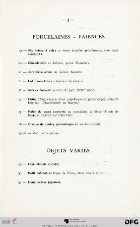 Objets variès (Nr. 29-46)