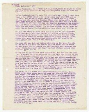 Brief von Til Brugmann an Grete König. Den Haag