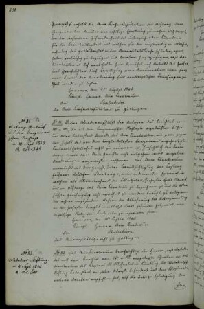Eingangsbestätigung des Schreibens zur Wedekind-Stiftung an das Kloster St. Michaelis.
