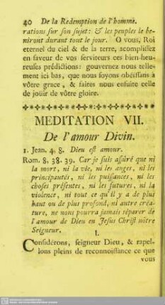 Meditation VII. De l'amour Divin
