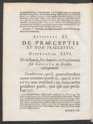Articulus XI. De Praeceptis Et Non Praeceptis.