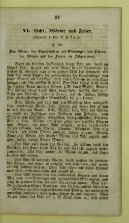 VI. Licht, Wärme und Feuer