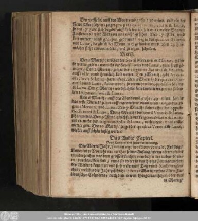 Das Ander Capitel. Vom Lentzen und seiner witterung.