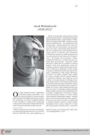 76: Jacek Woźniakowski (1920-2012)*
