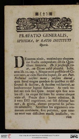 Praefatio Generalis, Systema & Ratio Instituti Operis