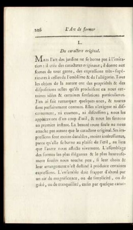 L. Du caractere original.
