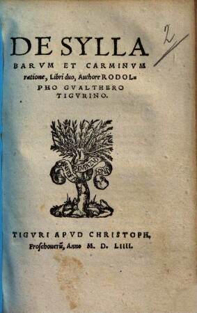 De Syllabarum Et Carminum ratione : Libri duo