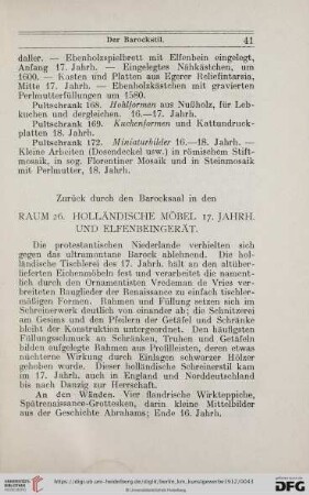Raum 26: Holländische Möbel 17. Jahrh. und Elfenbeingerät