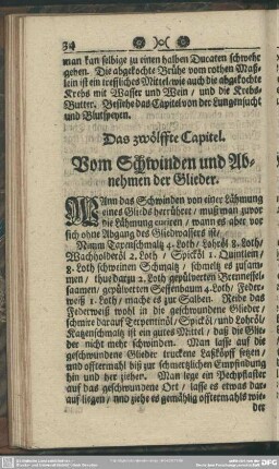 Das zwölffte Capitel. Vom Verschwinden und Abnehmen der Glieder