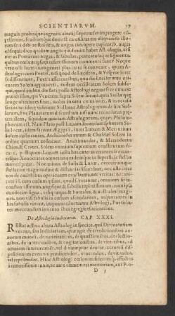 De Astrologia iudiciaria. Cap. XXXI.