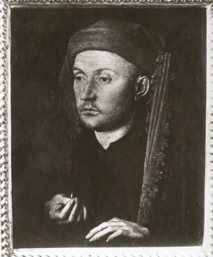 Brustbild eines Unbekannten mit der blauen Sentelbinde : Brustbild eines Unbekannten mit der blauen Sentelbinde. Gemälde (vor 1440; J. van Eyck). Hermannstadt (Siebenbürgen): Bruckenthal'sches Museum