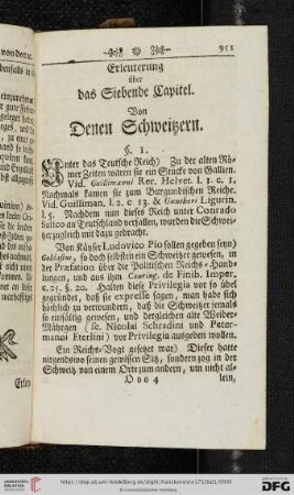 Erleuterung über das Siebende Capitel: Von denen Schweitzern