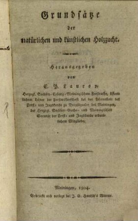 Grundsätze der natürlichen und künstlichen Holzzucht