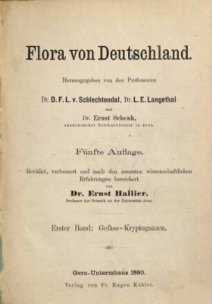 Flora von Deutschland, 1. Gefäss-Kryptogamen