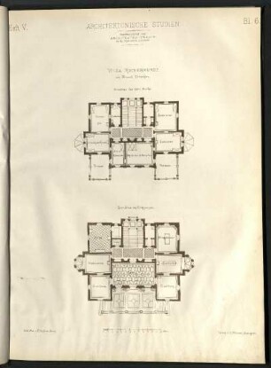 Villa Rothermundt. Grundriss Erdgeschoss und Obergeschoss