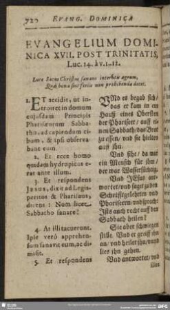 Evangelium Dominica XVII. Post Trinitatis, Luc. 14. à v. 1-12