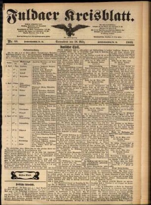 Erste Ausgabe vom Samstag, den 28. März 1903.