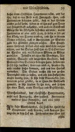 Marcholandus ... reiset nach Famagusta ... Fortunatus verlieret seine Gemahlin, und wird selbst tödtlich krank.