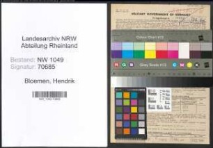 Entnazifizierung Hendrik Bloemen , geb. 28.02.1912 (Lehrer)