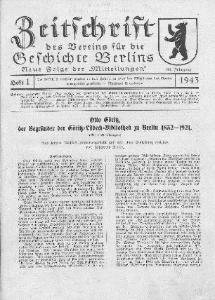 Otto Göritz, der Begründer der Göritz-Lübeck-Bibliothek zu Berlin 1832-1921