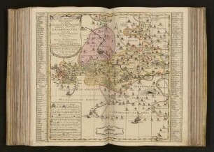 Accurate Geographische Delineation des Zu dem Chursæchsischen Thüringen Gehörigen Ammtes Langensaltza : Nebst der Gahn Erbschafft Treffurth, Voigteÿ Dorla, und dem Fürstl: Schwartzburgl: Ammte Ebeleben. Ingel: Schernberg, und Der Freÿen Reichsstadt Mühlhausen Territorio auch allen andern dar angrenzenden Gegenden