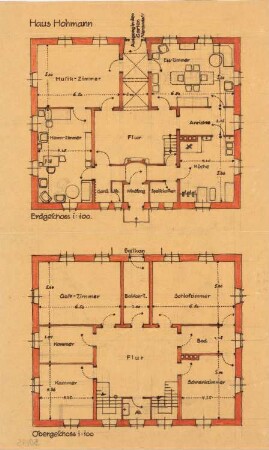 Haus Hohmann: Grundrisse EG OG 1:100