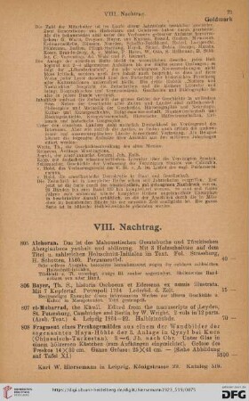 VIII. Nachtrag (Nr. 805-819)
