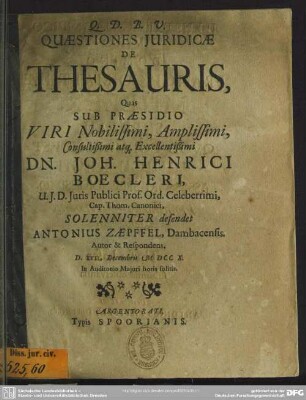 Quaestiones Iuridicae De Thesauris