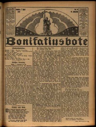 Erste Ausgabe vom Sonntag, den 07. April 1929.