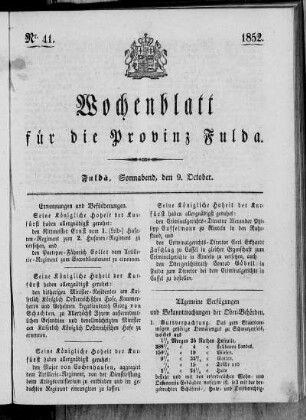 Nr. 41, Ausgabe vom 9. Oktober 1852