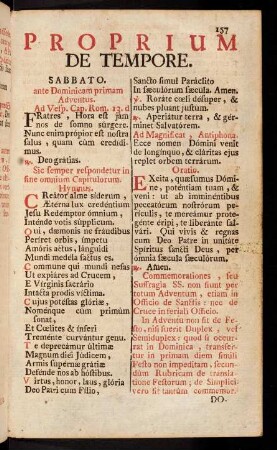 157-192, Sabbato ante Domenica primam Adventus.-Dominica tertia Adventus.