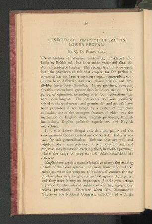 "Executive" versus "Judicial" in Lower Bengal.