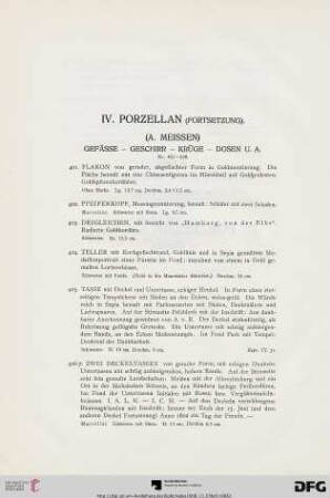 IV. Porzellan (Fortsetzung) (Nr. 401-529)