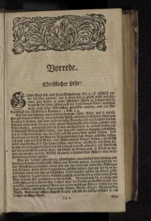 Vorrede. Christlicher Leser!