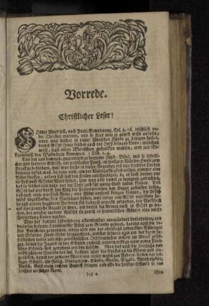 Vorrede. Christlicher Leser!