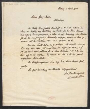 Brief an Georg Hulbe : 02.04.1906
