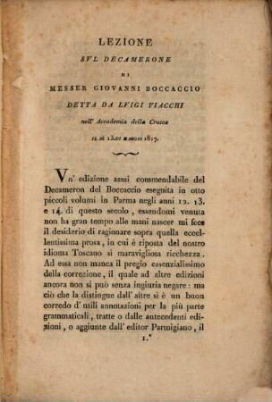 Osservazioni di Luigi Fiacchi sul Decamerone di M. Giovanni Boccaccio : con due lezioni dette dal medesimo nell'Accademia della Crusca