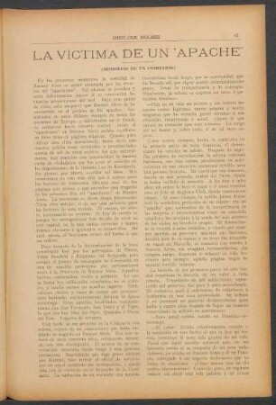 La víctima de un "apache" - (Memorias de un comisario)