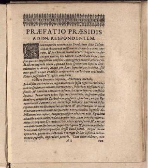 Praefatio Praesidis Ad Dn. Respondentem.