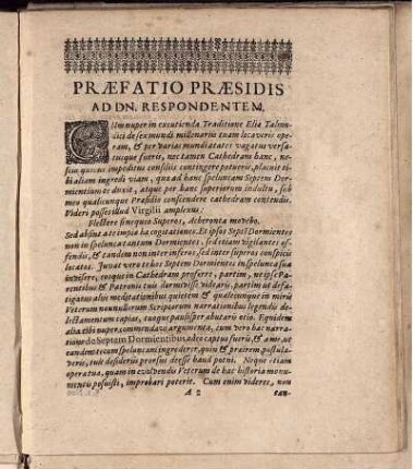 Praefatio Praesidis Ad Dn. Respondentem.