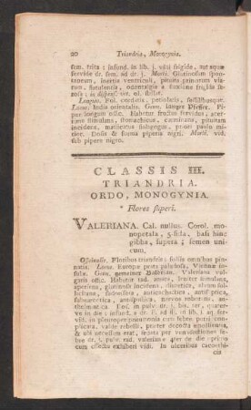 Classis III. Triandria. Ordo, Monogynia.