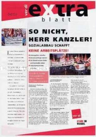 Sonderdruck der Gewerkschaft ver.di gegen Sozialabbau