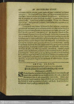 Artic. CLXXX. Poena Commentariensis, qui reos clam dimittit. So ein Hüter der peinlichen Gefängnüß, einem Gefangenen außhilfft