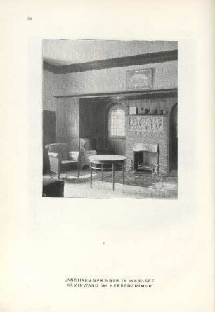Landhaus Springer in Wannsee. Kaminwand im Herrenzimmer