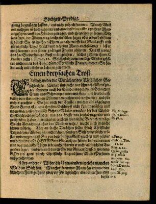 Einen dreyfachen Trost.