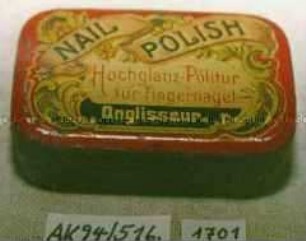 Automaten-Blechdose für "NAIL POLISH Hochglanz-Politur für Fingernägel Onglisseur." mit Inhalt