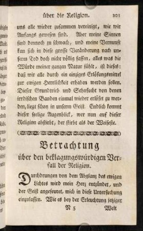 201-223, Betrachtung über den beklagungswürdigen Verfall der Religion.
