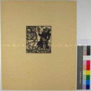 Vom Totentanz - 10 Holzschnitte von Otto Wirsching; Blatt 4: Der Tod (Motiv) und ein Spion