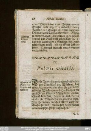 IV. Pulvis vitalis.
